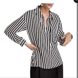 Zara stripe pearl blouse